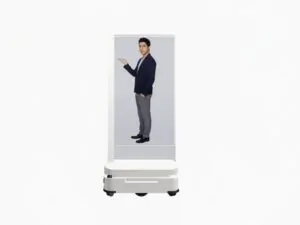 Передвижной прозрачный OLED дисплей на мобильной стойке с AI голосовым управлением