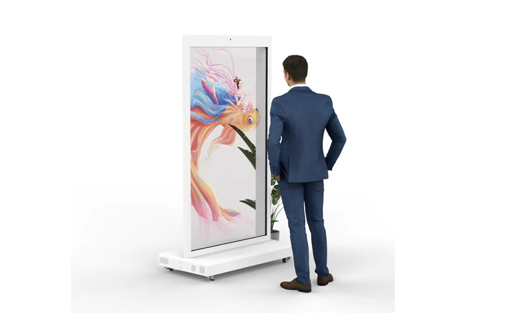Прозрачный OLED киоск 77″ 4K с сенсором для розницы, музеев и аэропортов