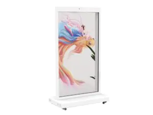 Прозрачный OLED киоск 77″ 4K с сенсором для розницы, музеев и аэропортов