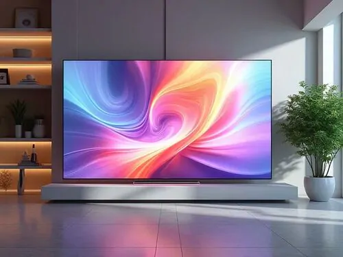 Прозрачный OLED-телевизор в современном интерьере гостиной